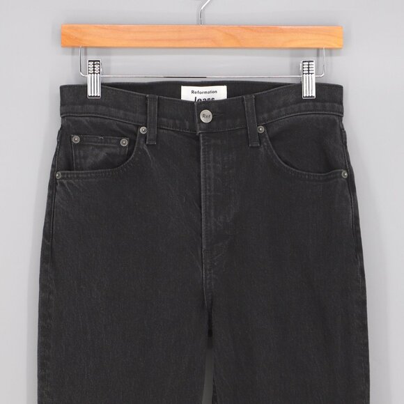 REFORMATION Liza High Rise Straight Cropped Jeans in Faded Black Size 27 - Picture 4 of 9